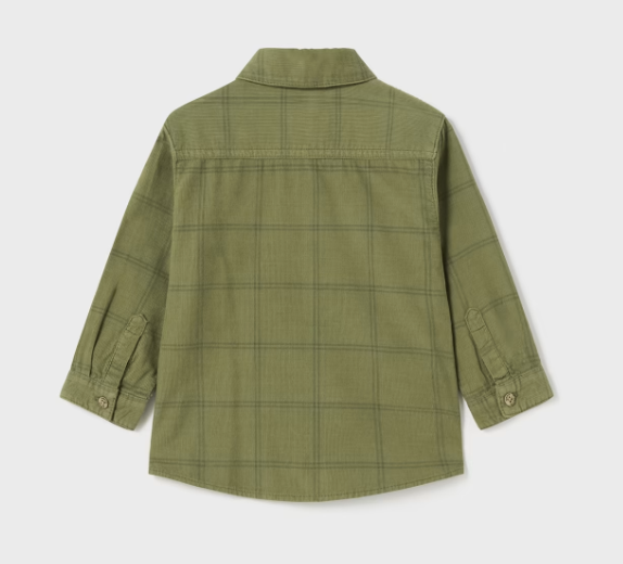 Micro Corduroy Button-Up Overshirt - Bayleaf Green - Back