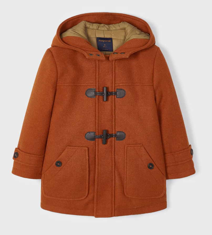 Hooded Toggle Car Coat - Pumpkin - Front