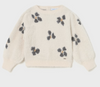 Soft Plush Jacquard Balloon Sleeve Sweater - Neutral Chickpea Flower - Front
