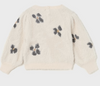 Soft Plush Jacquard Balloon Sleeve Sweater - Neutral Chickpea Flower - Back