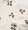 Soft Plush Jacquard Balloon Sleeve Sweater - Neutral Chickpea Flower - Close-up