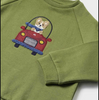 Eco Embroidered Fluffy Puppy Sweatshirt - Bayleaf Green - Close-up