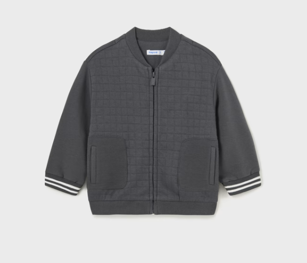 Quilted Baby Bomber Zippered Track Jacket - Front