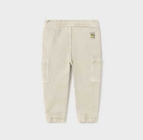 Drawstring Jogger Top Cargo Pants - Stone Tan - Back