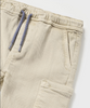 Drawstring Jogger Top Cargo Pants - Stone Tan - Close-up