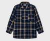 Button Up Plaid Shacket - Navy - Front
