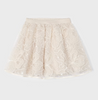 Sequined Applique Overlay Tulle Skirt - Champagne - Front
