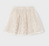 Sequined Applique Overlay Tulle Skirt - Champagne - Back