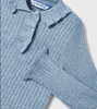 L/S Ribbed Ruffled Polo - Bluebell - Close-up
