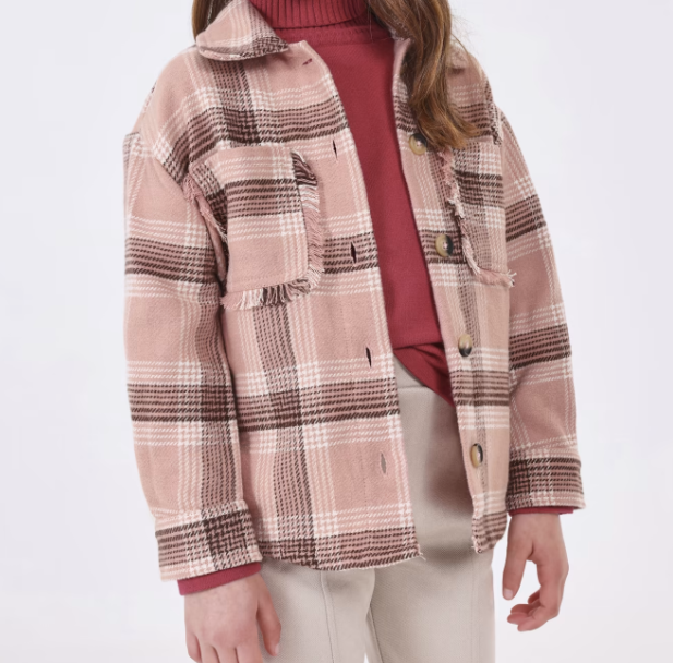 Plaid Shacket - Pink - Model