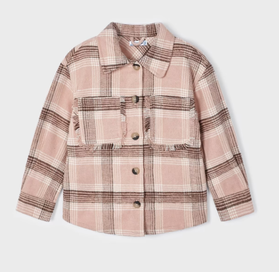 Plaid Shacket - Pink - Front