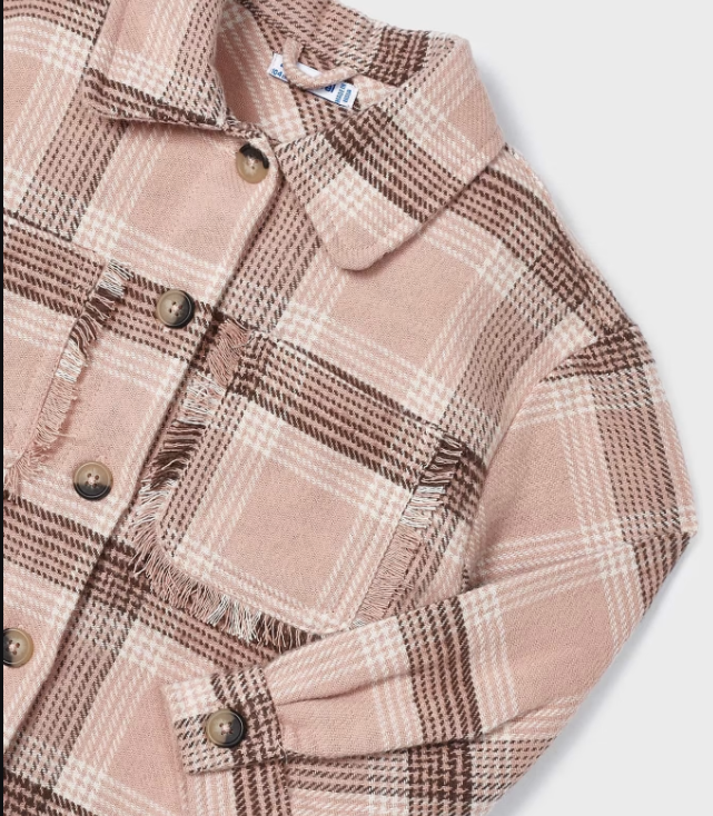 Plaid Shacket - Pink - Close-up