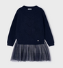 2PC Sweater & Tulle Tank Dress - Navy - Front