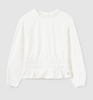 Soft Ruffled Balloon Sleeve Blouse - Natural White - Front