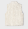 Cable Knit Zippered Padded Vest - Chickpea White - Back
