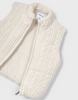 Cable Knit Zippered Padded Vest - Chickpea White - Close-up