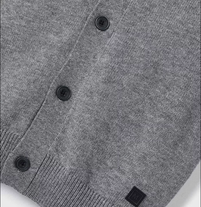 Button Up Dress Knit Vest - Grey - Close-up