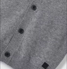Button Up Dress Knit Vest - Grey - Close-up