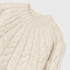 Mayoral Tween/Teen Girls Chunky Braided Knit Sweater - Beige - Close Up