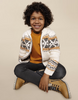 Knit Jacquard Hooded Zipper Sweater - Bone - Model