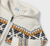 Knit Jacquard Hooded Zipper Sweater - Bone - Close-up