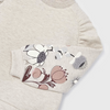 Eco Embroidered Floral Puffy Sweatshirt - Stone/Pink - Close-up