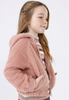 Curly Faux Fur Zippered Hooded Jacket - Pink - Model