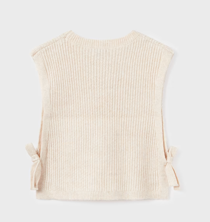 Mayoral Tween/Teen Girls Tie Side Knit Vest - Chickpea - Back