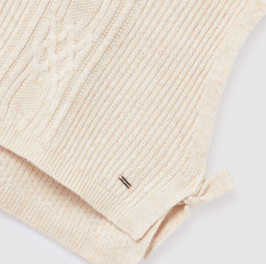 Mayoral Tween/Teen Girls Tie Side Knit Vest - Chickpea - Close Up