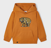 Rubber Bear Applique Hooded Sweatshirt - Saffron - Front
