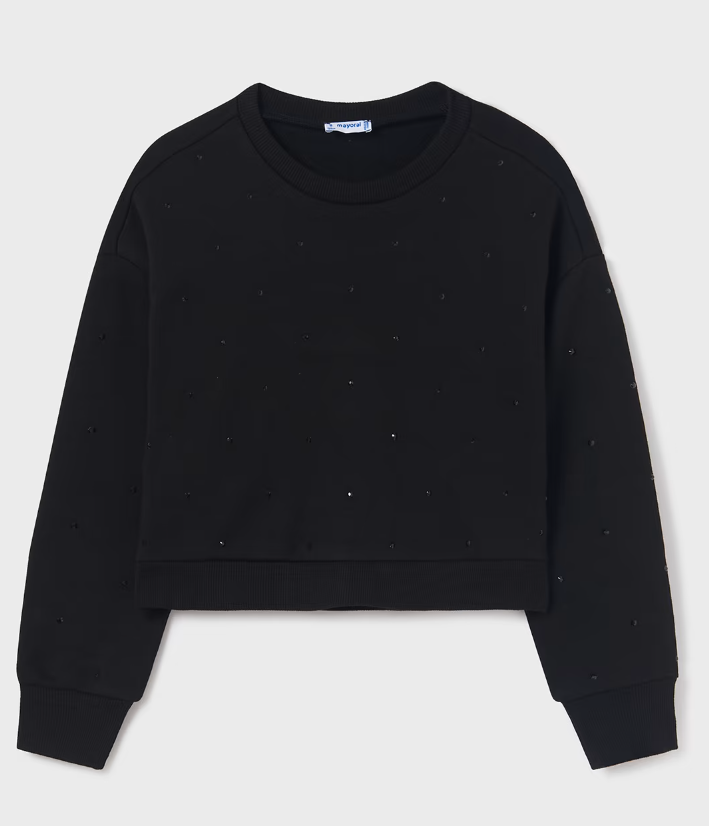 Mayoral Tween/Teen Girls Studded Sweatshirt - Black - Front