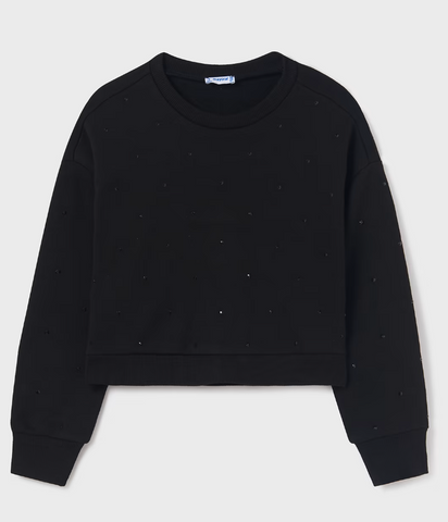 7402 Mayoral Tween/Teen Girls Studded Sweatshirt - Black