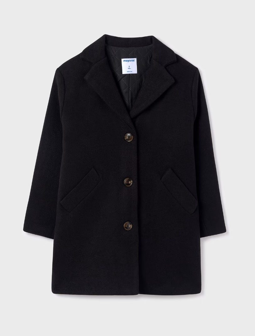 Mayoral Tween/Teen Girls Mouflon Car Coat - Black - Front