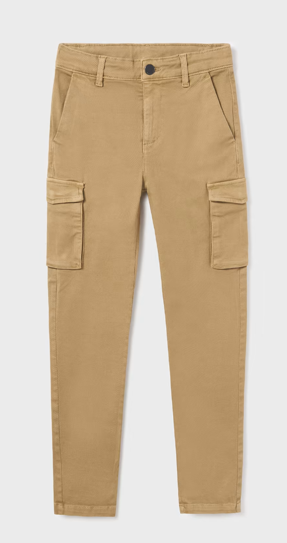 Mayoral Tween/Teen Boys Slim Cargo Pants - Walnut - Front