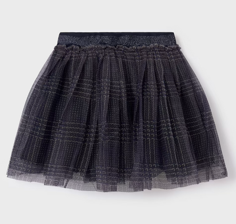 7949 Mayoral Tween/Teen Girls Plaid Tulle Skirt - Navy
