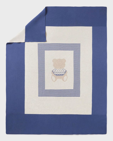 9318 Heirloom Jacquard Knit Blanket - Winter Blue Bear
