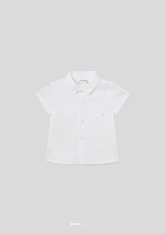 1194 Baby S/S Collared Dress Shirt - White - Front