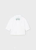 1196 Baby L/S Dress Shirt w/Bowtie - White - Front