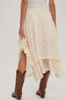 Women's/Junior Vintage Floral Lace Tiered Midi Skirt - Ivory
