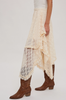 Women's/Junior Vintage Floral Lace Tiered Midi Skirt - Ivory