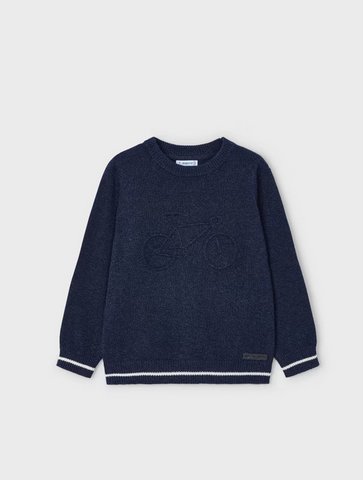 4341 Mini Boy Embossed Bike Sweater - Navy