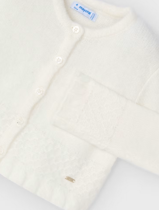4361 Mini Girl Knitted Cardigan - Natural White