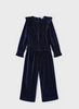 4550 Mini Girl Velvet Pant Set - Navy