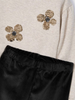 4706 Mini Girl Flower Puff Cuff Sweatsuit and Legging Set - Black