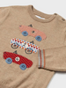 2313 Baby & Toddler Intarsia Embroidered Jersey - Vintage Race Cars Sand