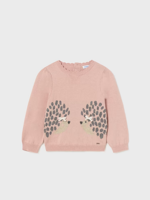 2322 Baby & Toddler Hedgehog Jaquard Knit Sweater - Blush