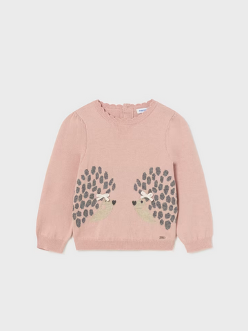 2322 Baby & Toddler Hedgehog Jaquard Knit Sweater - Blush