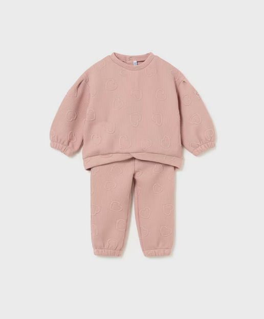 2827 Baby & Toddler 2 Piece Heart Quilted Jogger Set - Blush