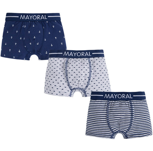 10932 Boys Boxer Briefs, 3 Pack, Navy/Grey Print