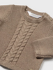 2305 Infant Boys Cable Knit Crewneck - Tiramisu